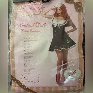 Blue sexy Womens nautical doll adult sailor Halloween costume.